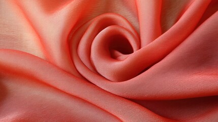 Poster - Draped coral fabric displays soft folds and texture