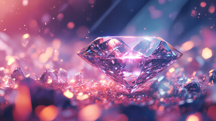 a single, brilliant diamond, cut with perfect precision, glows with an ethereal radiance, surrounded
