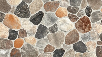 Poster - Varied Stone Wall Texture Brown Grey Beige