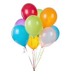 Colorful Balloons Cluster for Celebrations Isolate On Transparent Background Cutout, PNG file, Cutout file