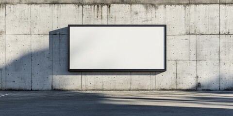 blank advertising billboard on a concrete wall provides ample copy space for an outdoor poster adver