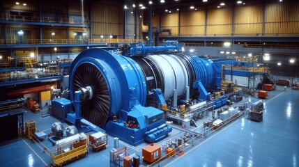 Poster - Large Industrial Turbine Inside Modern Factory Building