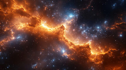 Fototapete - An awe-inspiring view of a cosmic nebula illuminated by stars and surrounded by the vast dark universe. Generative AI