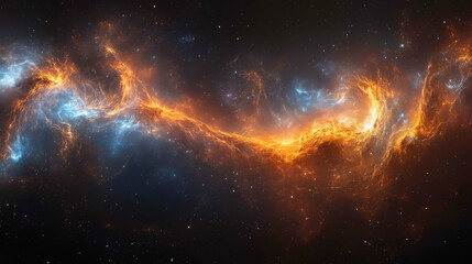 Aufkleber - A stunning view of vibrant orange and blue cosmic nebula swirling in the depths of space captured in stunning detail. Generative AI