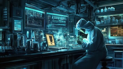 Leinwandbilder - Scientist Working in Futuristic Laboratory Setting