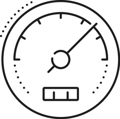 Aufkleber - Data analytics and velocity analysis line icon. Company strategy data presentation, finance statistic infographics or business database analytics linear vector symbol with car speedometer