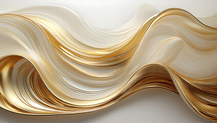 Gold smooth wave lines Wave element white background Designed with a material that has a surface similar to a translucent frosted coating with a soft but luxurious texture.