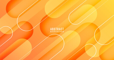 Poster - 3d orange abstract background overlap layer on bright space with rounded lines effect decoration. mo