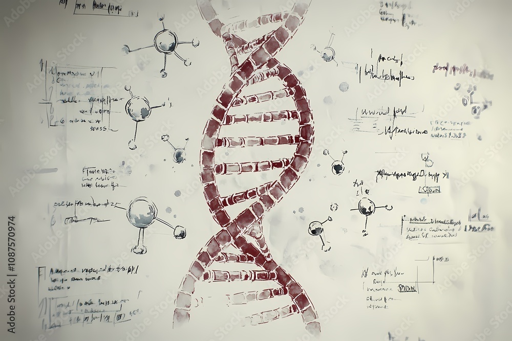 Scientific Illustration of DNA Structure and Molecular Diagrams with ...