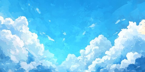 Wall Mural - Panoramic view featuring a blue sky background adorned with tiny clouds, creating a serene and tranquil atmosphere perfect for various design projects or creative uses involving a blue sky theme.