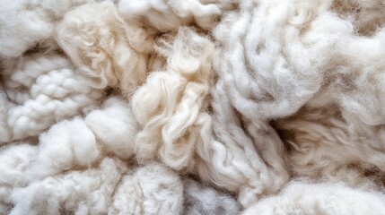 Poster - Soft Fluffy White and Cream Colored Wool Fibers