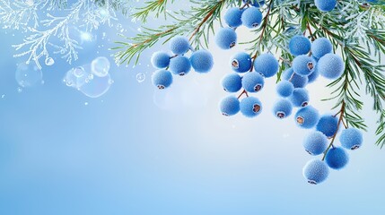 Poster - frosty edges and deep blue berries, capturing the quiet beauty of winter plants