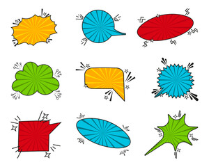 Poster - Cartoon comic speech bubble collection. Set of comic speech bubble with halftone. Cartoon cloud collection