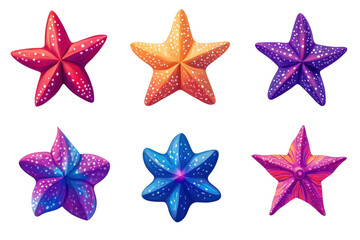 Poster - Colorful starburst shapes with vibrant designs in various hues