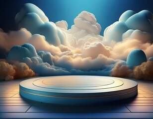 Wall Mural - podium heavenly sky background
