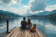 © Vlad - Family And Dog Enjoying Relaxing Time on the Pier by the Lake