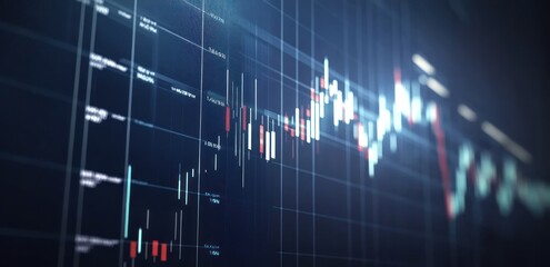 Poster - A digital stock market chart displaying fluctuating prices and trading activity.