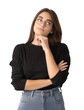 © EZPS - young woman thinking on isolated background.