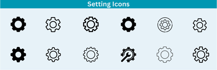 Fototapete - Settings glyph solid icons collection. Containing configuration, maintenance, service, tools, wrench, gear. For website marketing design, logo, app, template, ui, etc. Vector illustration.