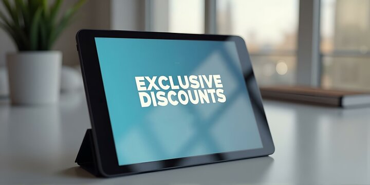 Exclusive discounts on a modern screen in a bright office