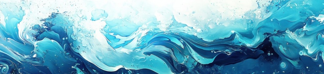 Poster - Abstract representation of ocean waves in shades of blue and white.