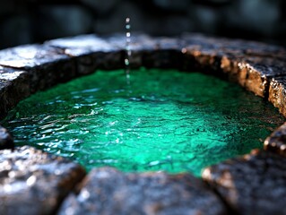 Wall Mural - A small pool of water with a small waterfall coming out of it