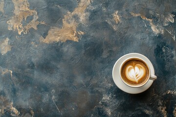 Poster - A beautifully crafted latte with a heart design on a textured surface.
