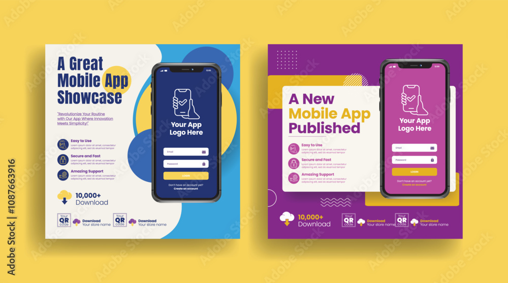 mobile app promotion and mobile app development editable social media ...