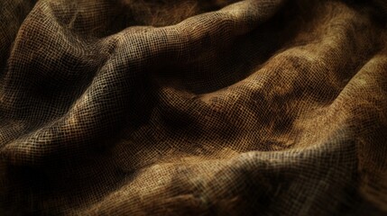 Poster - Brown Textured Fabric Draped in Soft Waves