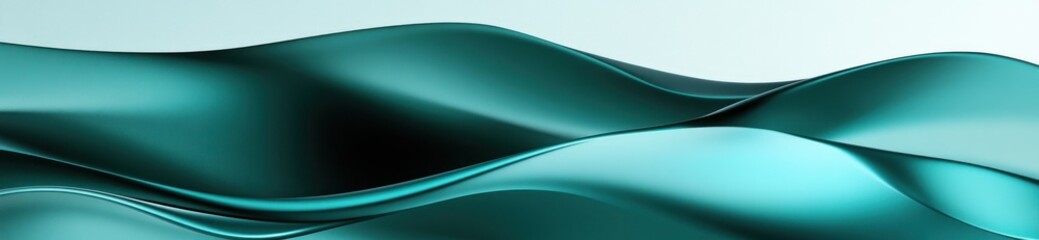 Poster - Abstract wavy shapes in teal tones, evoking fluidity and motion.