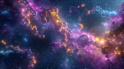 Wall Mural - Cosmic Nebula Glittering Stardust, Celestial Dance, Galactic Forms