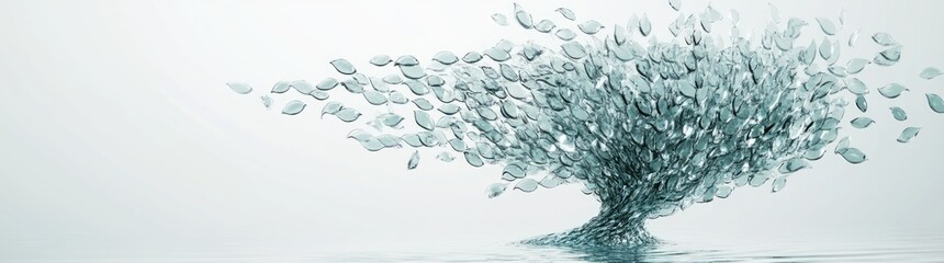Poster - A dynamic representation of flowing water, resembling a tree made of liquid droplets.