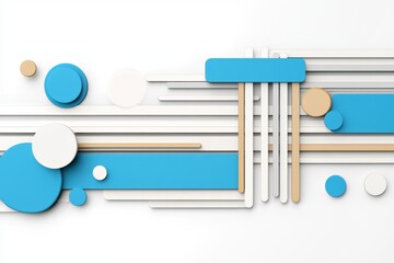 Poster - Simple overlapping geometric shapes creating a modern, abstract structure on a plain background