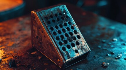 Poster - Rusted Metal Object With Perforated Surface