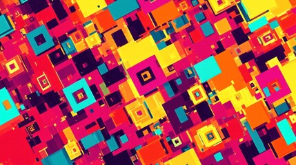 Poster - Abstract Colorful Square Pattern Design Composition