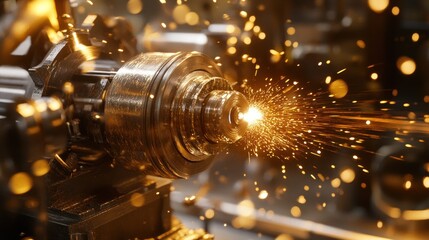 Poster - Industrial Machine Sparks Metalworking Process