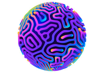 Poster - 3d orb shape with algorithmic pattern and holographic color gradient. Scientific 3D ball concept