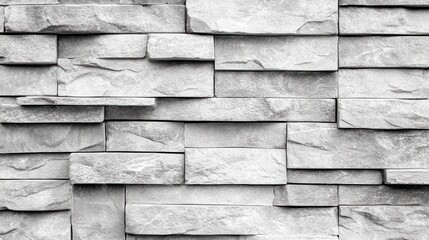 Poster - Grey Stone Wall Rectangular Block Pattern Texture