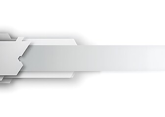 Aufkleber - A futuristic tech design featuring a gray and white abstract banner with layered elements and subtle shadows against a clean white background.