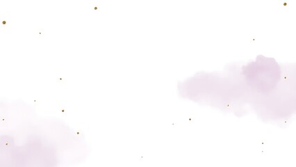 Poster - A minimalist abstract wallpaper features a white background with violet clouds and small gold glitter accents in a serene, simple design.