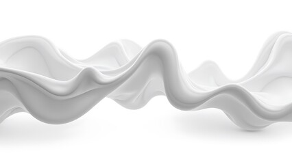Poster - Abstract liquid shapes form a futuristic banner against a white background in various shades of grey and white with geometric elements.