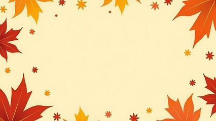 Poster - Autumn banner features colorful fall leaves on a beige background with various leaf designs and decorative sale ad lettering.