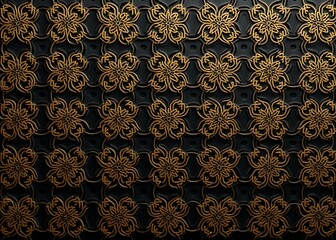 Aufkleber - Beige and gold Islamic seamless vector pattern features elegant geometric design on dark background for luxury textures and ambiance.