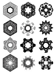 Aufkleber - et of abstract geometric hexagonal graphic designs featuring seamless patterns and vectors, suitable for use as a technology or background motif.
