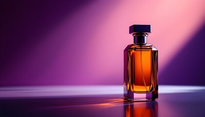 Wall Mural - Elegant Perfume on a table with colourful lights