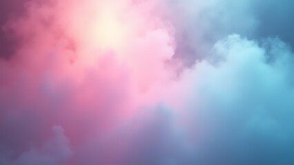 Aufkleber - Neon mist glows softly in pastel hues of pink and blue amidst an ethereal background with bursts of light and a dreamy vintage texture.