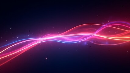 Aufkleber - Neon speed rays create curved, glowing light trails against dark backgrounds in abstract energy movements for presentations.
