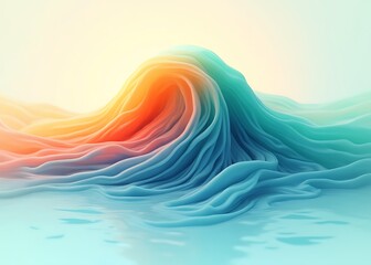 Poster - olorful abstract wave design featuring a trendy 3D illustration in shades of orange teal and blue, perfect for modern branding and presentations.