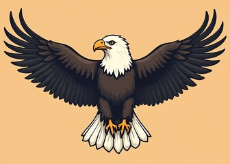 Aufkleber - Simple vector eagle design with flat style and solid background for a cute kawaii grunge distressed print on demand t shirt.