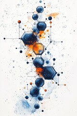 Poster - Futuristic digital network with hexagonal geometric patterns